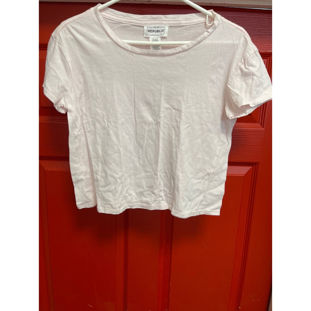 For The Republic Pink Cotton Short Sleeve Crew Neck T-Shirt Small